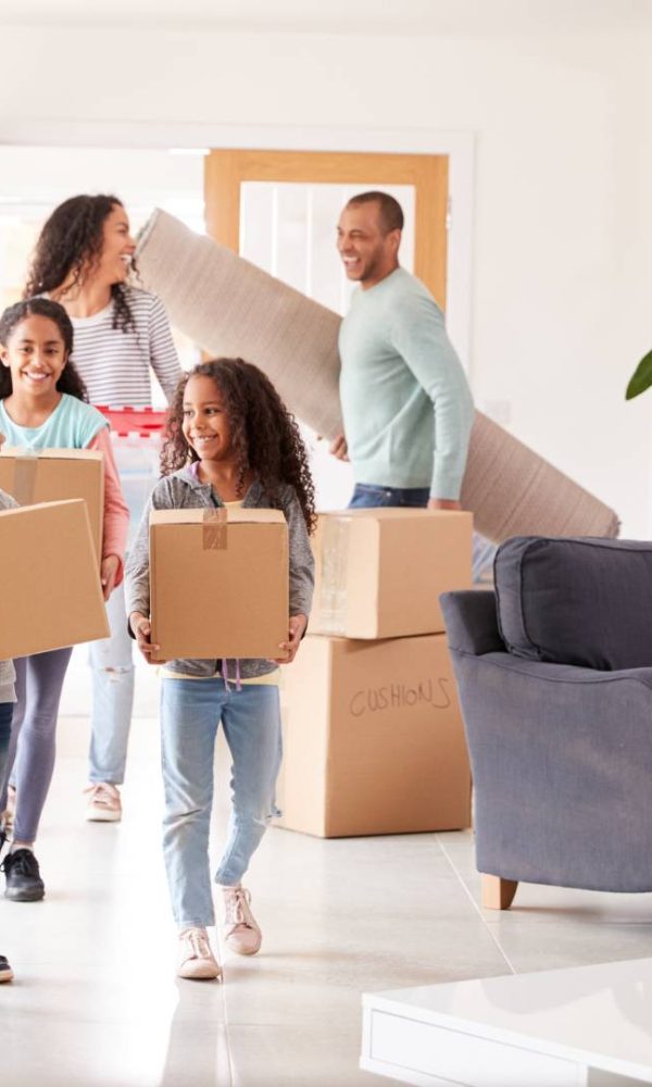 family moving boxes