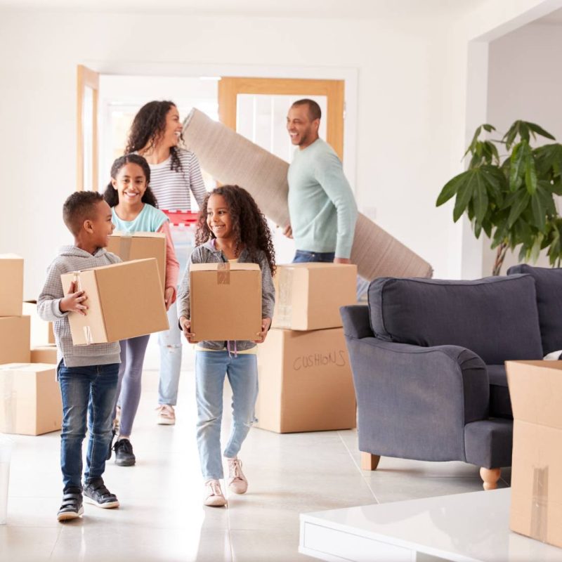 family moving boxes