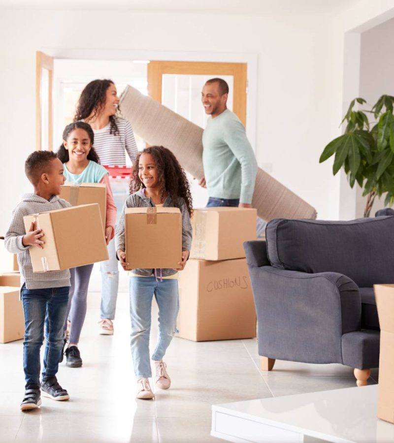 family moving boxes